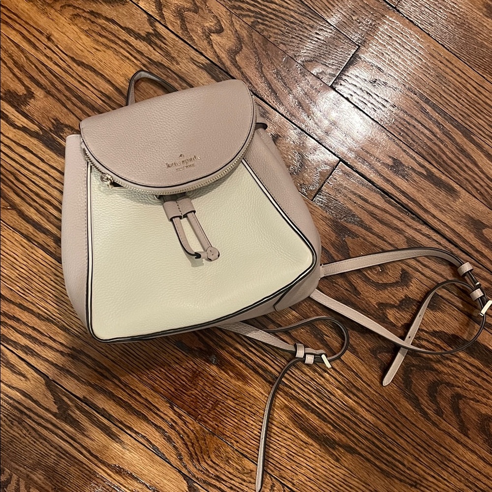 Kate Spade Taupe and Ivory Backpack